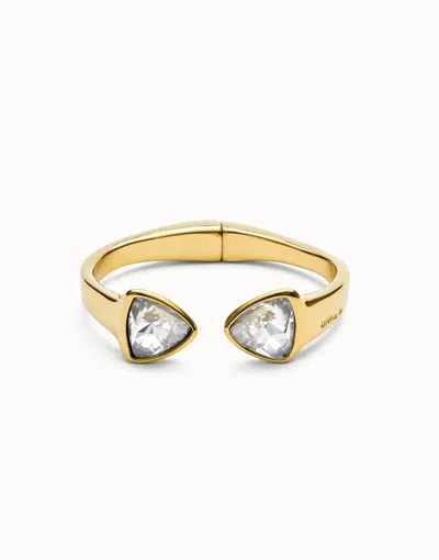 Unode50 Bangle Bracelet With Two Multicolored Crystals In Gold