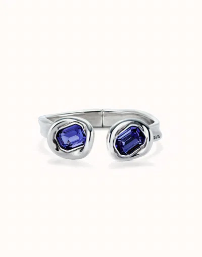 Unode50 Bangle Bracelet With Two Purple Crystals