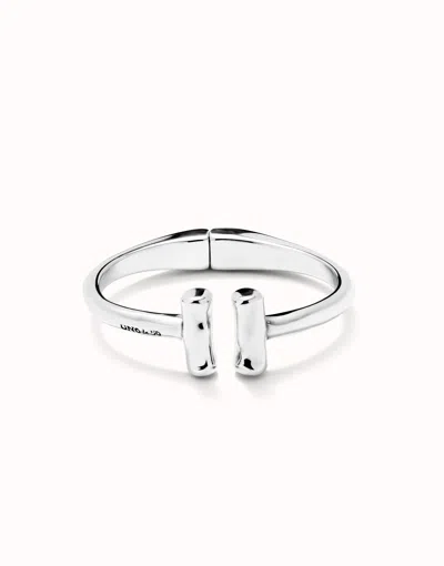 Unode50 Bangle Bracelet With Two Tubes In Silver