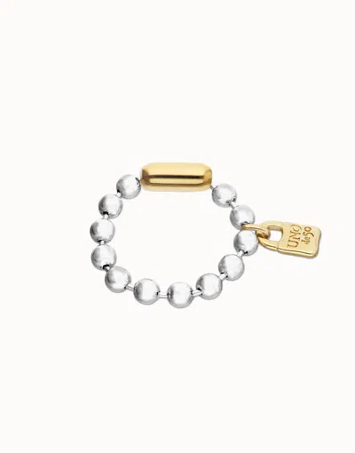 Unode50 Bead Bracelet With Padlock And Clasp In Metallic