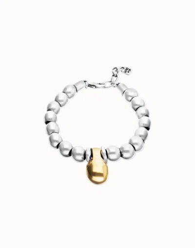 Unode50 Beaded Bracelet In A Two-tone Finish In Gold