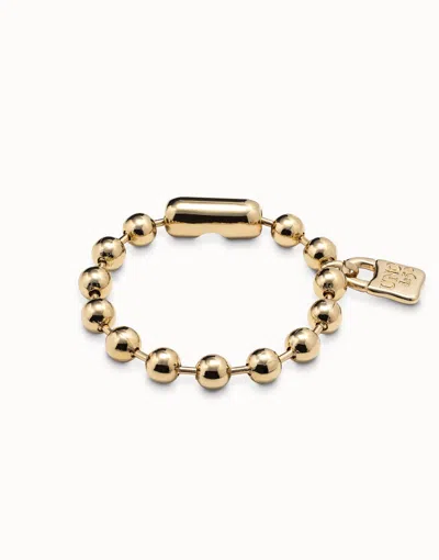 Unode50 Beaded Bracelet With A Padlock Charm In Gold