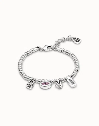Unode50 Beaded Bracelet With Charms In Metallic