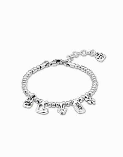 Unode50 Beaded Bracelet With Charms In Silver