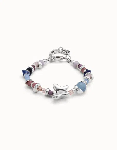 Unode50 Sterling Silver-plated Beaded Bracelet With Multicolor Handmade Crystals In Metallic