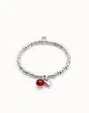 Unode50 Beaded Bracelet With Red Murano Glass In Metallic