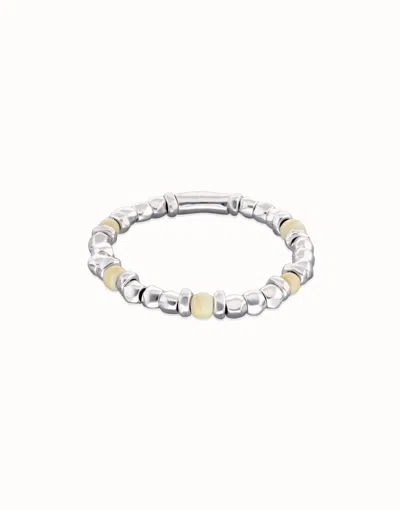 Unode50 Beaded Bracelet With Silver And Ivory Beads