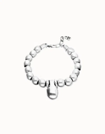 Unode50 Beaded Bracelet With Small And Large Beads In Silver