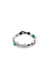 Unode50 Sterling Silver-plated Links And Handmade Crystal Bracelet In Silver