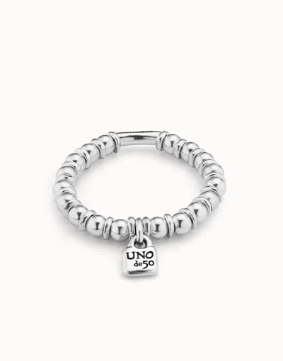 Unode50 Beaded Stretch Bracelet In Silver