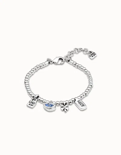Unode50 Beaded Stretch Bracelet With Charms In Metallic
