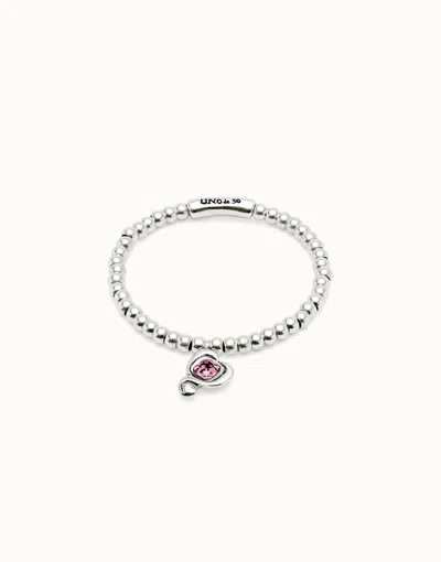 Unode50 Beaded  Stretch Bracelet With Heart And Pink Crystal
