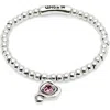 Unode50 Beaded Stretch Bracelet With Heart And Pink Crystal In Metallic