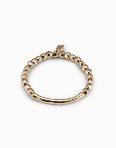 Unode50 Beaded Stretch Bracelet With Tubular Piece In Gold