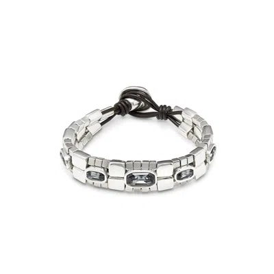 Unode50 Beveled Edge Crystal Bracelet In Silver