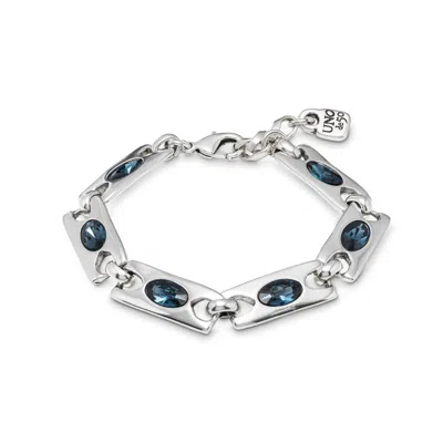 Unode50 Black Crystal Gold Bracelet In Silver
