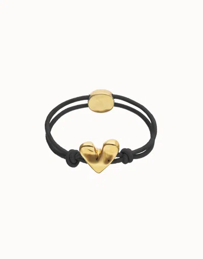 Unode50 Black Elastic Thread Bracelet With Heart
