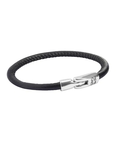 Unode50 Black Leather Clasp Bracelet In Multi