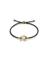 Unode50 Black Thread Cultivated Pearl Leather Bracelet In Gold