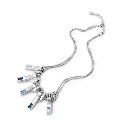 Unode50 Blue Charm Multi-link Necklace In Metallic