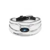 Unode50 Blue Crystal Embossed Cuff In Silver