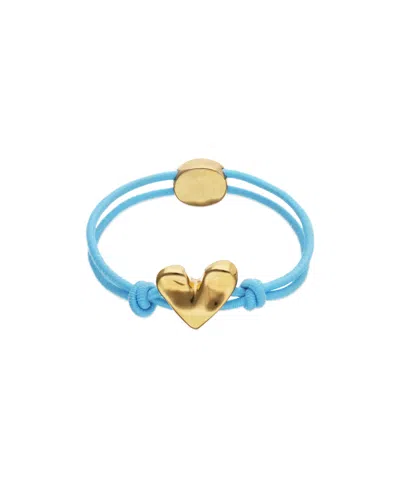 Unode50 Blue Elastic Thread 18k Gold Plated Bracelet With Heart