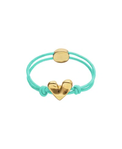 Unode50 Turquoise Elastic Thread Bracelet With 18k Gold-plated Heart
