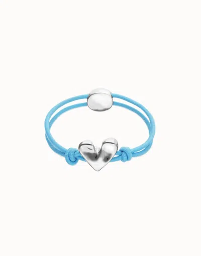 Unode50 Blue Elastic Thread Bracelet With Heart
