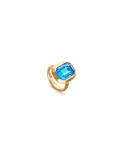 Unode50 Blue Faceted Crystal Ring In Gold