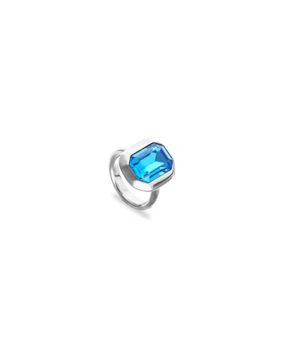 Unode50 Blue Faceted Crystal Ring In Metallic
