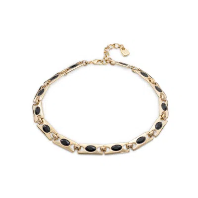 Unode50 Blue Noir Box-link Necklace In Gold