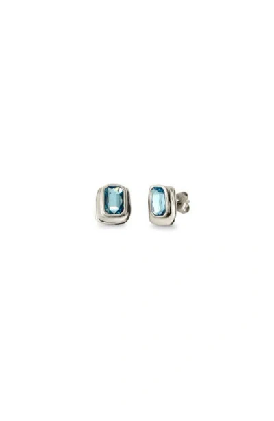 UNODE50 UNODE50 BLUE RECTANGLE CRYSTAL EARRINGS