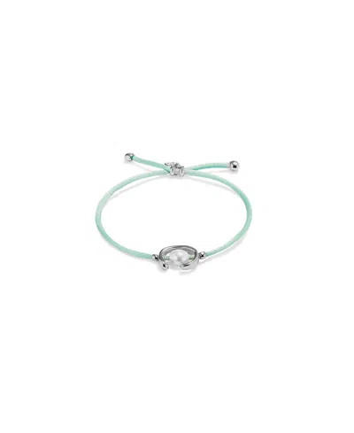 Unode50 Blue Silk-style Thread Bracelet With Pearl Shell Detail In Silver