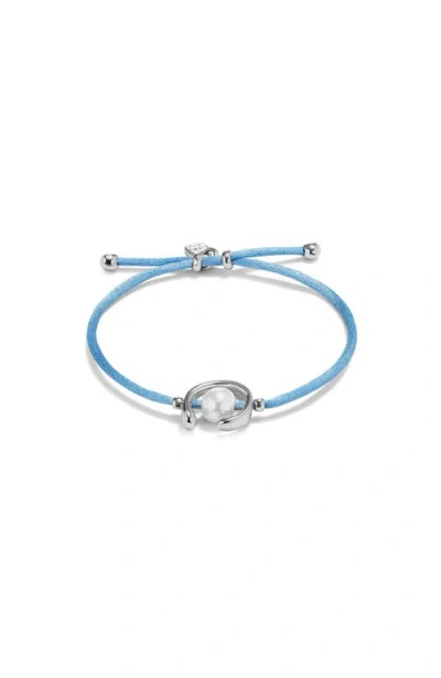 Unode50 Blue Thread Bracelet With Pearl Shell Trimmings Plated