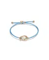 Unode50 Blue Thread Cultivated Pearl Leather Bracelet In Gold