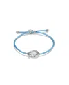 Unode50 Blue Thread Cultivated Pearl Leather Bracelet In Silver