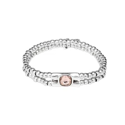 Unode50 Blush Crystal Dual-strand Bracelet In Silver