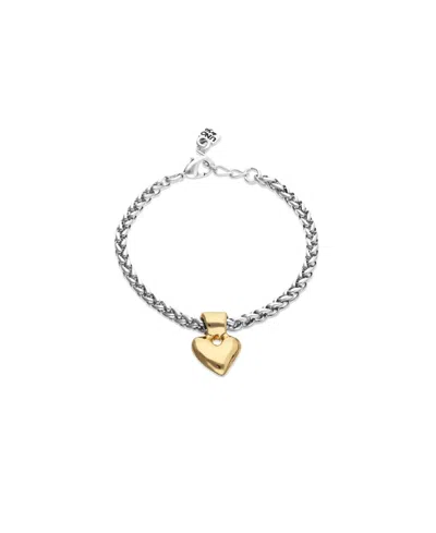 Unode50 Bracelet Plated In Sterling Silver With Heart Detail In Gold 18k In Metallic