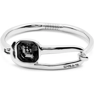 Unode50 Bracelet With Black Faceted Glass In Silver