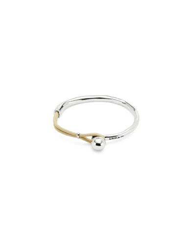 Unode50 Bracelet With Brown Leather In Silver