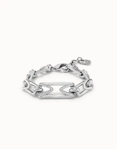 Unode50 Bracelet With Central Link With Topaz And Small Links In White