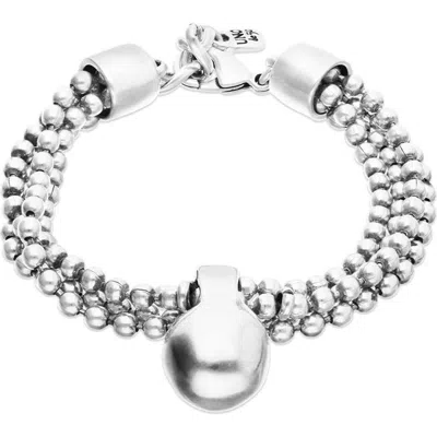Unode50 Bracelet With Silver Threads And Large Dial In Gold