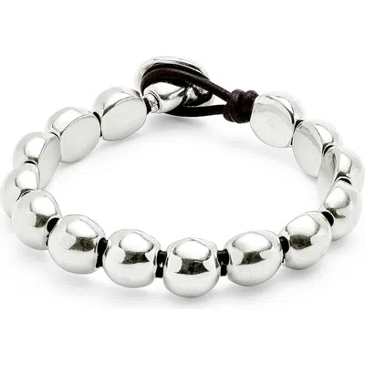 Unode50 Bracelet With Small Round Beads Plated In Metallic