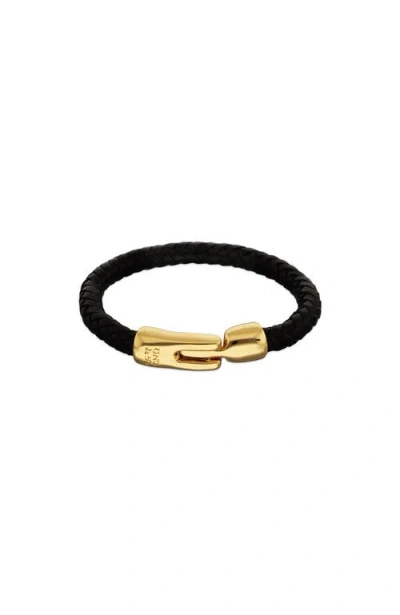 Unode50 Braided Leather Bracelet With Gold Plated Clasp In Multi