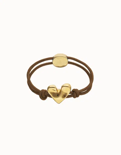 Unode50 Brown Elastic Thread Bracelet With Heart