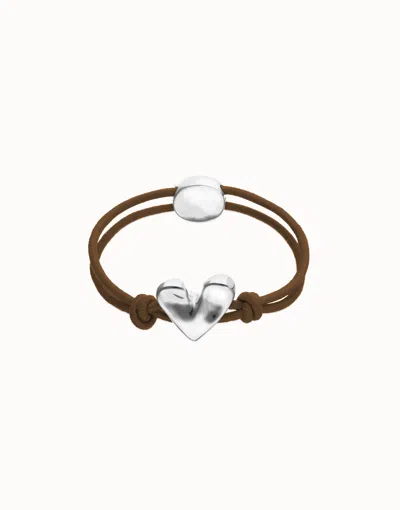 Unode50 Brown Elastic Thread Bracelet With Heart
