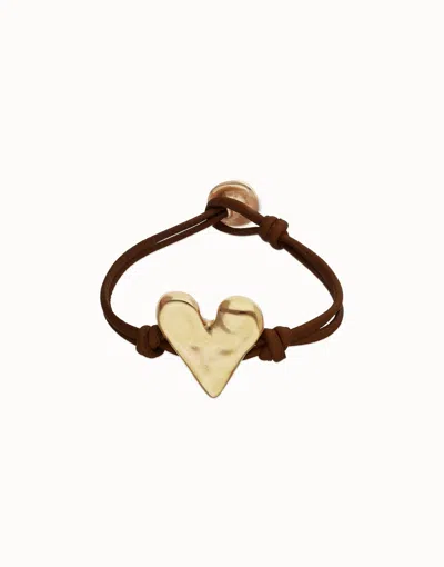 Unode50 Brown Leather Bracelet With Heart Detail