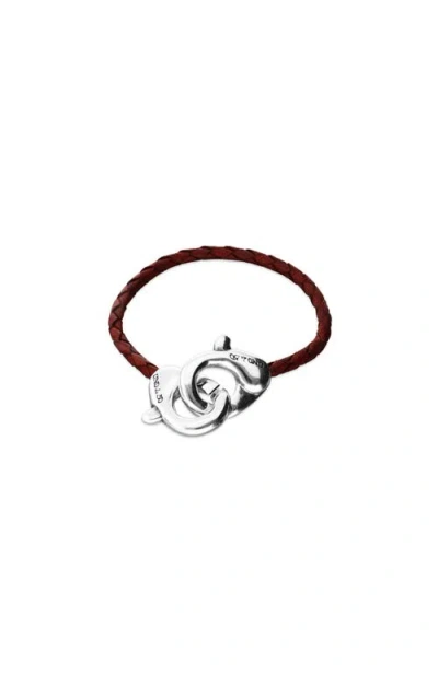 Unode50 Brown Leather Strap With Interlocking Carabiner Detail In Multi
