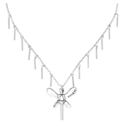 Unode50 Butterfly Pendant Short Necklace In Silver