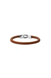 Unode50 Camel Color Leather Sterling Silver-plated Bracelet In Brown